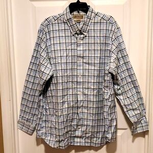 Duluth Trading Co Men's Plaid Blue/White Button Down Long Sleeve Shirt - Size XL